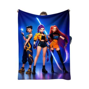 Imagem de Cobertor De Flanela Quente K-Pop Demon Hunter Anime Girl Para Sala De 