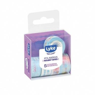 Imagem de Fita Adesiva Washi Tapes C/ Mini Dispenser 5 Estampas 12mmx3m Sortido 