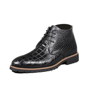Imagem de Botas masculinas Chelsea de couro PU com cadarço formal Derby botas sociais clássicas para homens, Preto, 39 BR