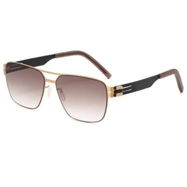 Imagem de JRLLFD Óculos de sol retrô para homens e mulheres, leve, de aço, com feixe duplo, resistente a UV400, fashion (ELIAS-C006)