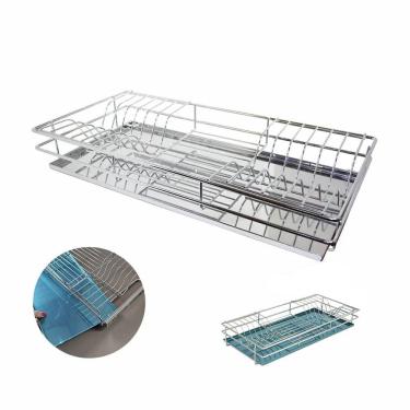 Imagem de Escorredor de Pratos Aéreo Fixo Cromado c/ Bandeja Inox 770mm Bredal