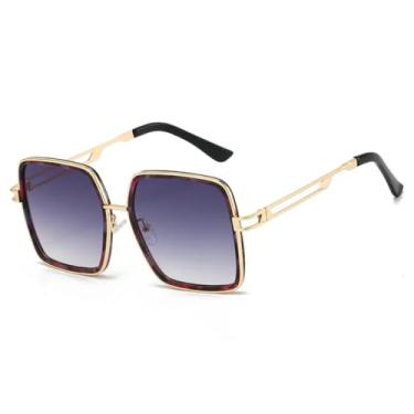 Imagem de HPIRME Óculos femininos com armação grande, proteção UV e design moderno (cinza duplo)