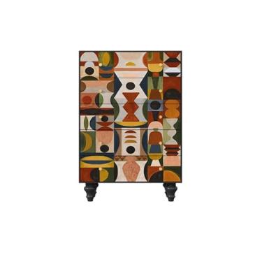 Imagem de Cômoda de quarto com 5 gavetas, baú retrô de meados do século, alta com grande espaço de armazenamento, destaque para torre de armazenamento de escritório em casa (B)