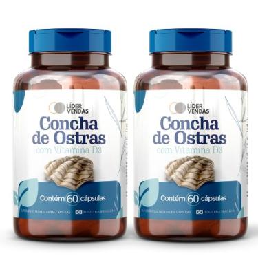 Imagem de Cálcio de Concha de Ostra com Vitamina D3-1000mg (1g) - 60 Cápsulas - Suporte para Saúde Óssea, Dentes e Fortalecimento Muscular - Alta Absorção e Origem Natural - Suplemento Mineral - 2 potes