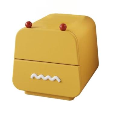 Imagem de Mesa de cabeceira moderna colorida e bonita armário de armazenamento com gavetas armário lateral pequeno de madeira prático (amarelo)