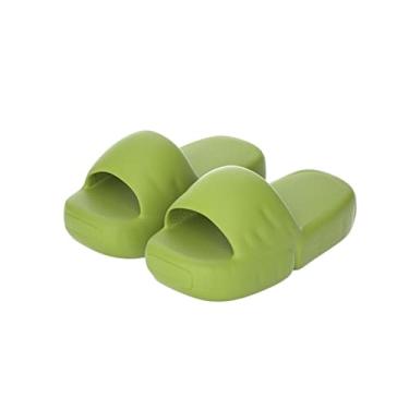 Imagem de Sapatos de banheiro verão moda casais sandálias de fundo grosso feminino uso externo casa casa uma palavra chinelos masculino personalidade chuveiro chinelo (verde Matcha, 42-43)