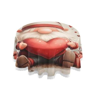 Imagem de Qilmy Toalha de mesa redonda de palmeira de treliça verde, 152 cm, resistente à água, à prova de derramamento, capa de mesa grande para jantar de reunião de família em ambientes internos e externos