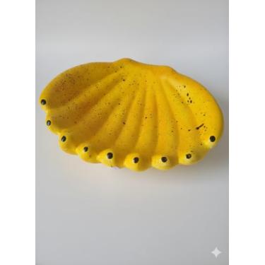 Imagem de Fruteira Centro de Mesa Formato Cacho de Banana em Cerâmica Amarela