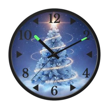 Imagem de STAYTOP Relógio de parede LED de árvore de Natal para quarto com brilho noturno, relógios de parede silenciosos de 30 cm para decoração de sala de estar, controle de som, relógio de parede moderno que