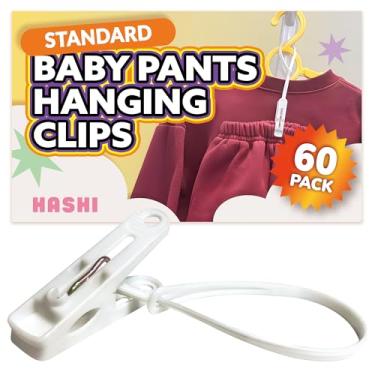 Imagem de HASHI Clipes de roupas e calças de bebê, clipes antiderrapantes com forte aderência, organizador que economiza espaço para roupas de bebês e crianças, armário, meias, carrinho, viagem e prateleira de