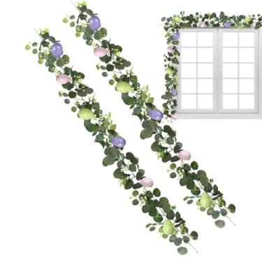 Imagem de Guirlanda de Ovos da Páscoa,2 Peças de Ovos Artificiais Decoração Primavera Lar,Arranjos Artificiais de Páscoa | para Casa Jardim Interior Festas Feriados Sala Decoração Janela Primavera