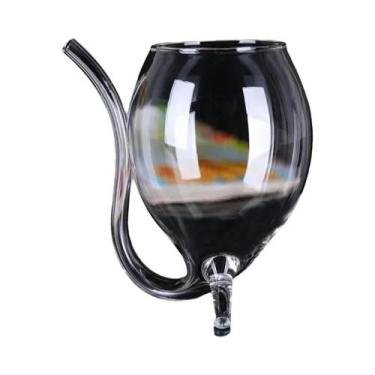 Imagem de Copo De Vidro Criativo De 350ml Em Forma De Vampiro Com Canudo Especia