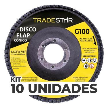 Imagem de Kit Com 10 Disco Flap Conico 4.1/2 X 7/8 Fds115-100Fc Z100