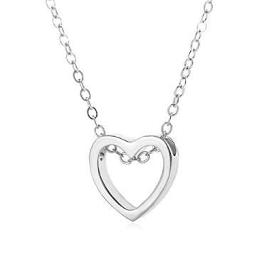 Imagem de Anmpab Colar minimalista de coração vazado para mulheres, corrente de pingente de casal em forma de coração em aço inoxidável, joia de dia dos namorados, Large, Metal, Sem Pedra Preciosa