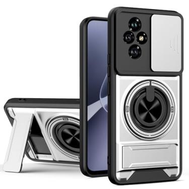 Imagem de SORAKA Capa para Honor 200 com suporte,proteção de lente com janela e capa dupla de PC e TPU compatível com suporte magnético para carro