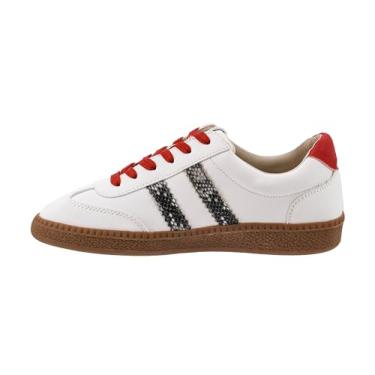 Imagem de Corkys Footwear Hey Girl Heads Up Tênis feminino com cadarço – Sapato casual moderno com listras laterais ousadas, uma palmilha acolchoada para uso o dia todo e um design leve, Branco com cobra, 38
