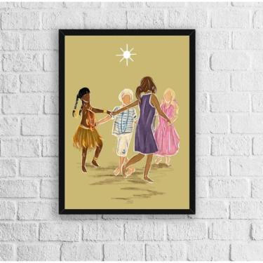 Imagem de Quadro Decorativo Ibejis 24x18cm - Madeira Preta