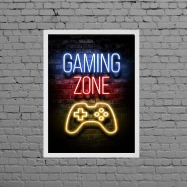 Imagem de Quadro Gamer Gaming Zone 45X34Cm Branca