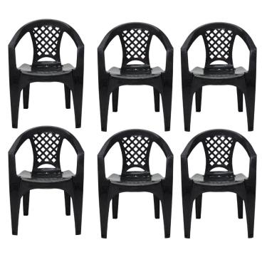 Imagem de Kit 6 Cadeiras Tramontina Iguape Polipropileno com Bracos Empilhaveis