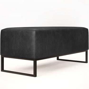 Imagem de Puff Decorativo Para Sala de Estar Cléo W01 Base de Ferro 90 cm Couríssimo Preto Brilho - Lyam Decor