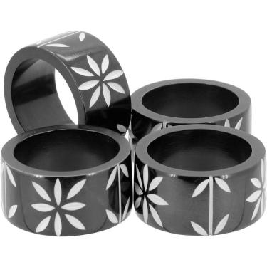 Imagem de Chinue Anel Guardanapo 3X5X5Cm Osso Preto 4Pç