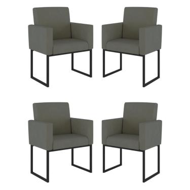 Imagem de Kit 04 Cadeiras Poltrona Decorativa Para Sala Quarto Balaqui Cinza