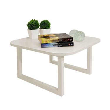 Imagem de Mesa De Centro Lateral De Apoio Para Sala Estar Square Off White Laca