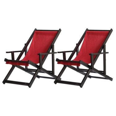 Imagem de Kit 2 Espreguiçadeiras Dobrável Black Cb-vermelho