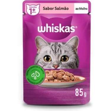 Imagem de Sachê Whiskas para gatos adultos sabor salmão ao molho 85g.