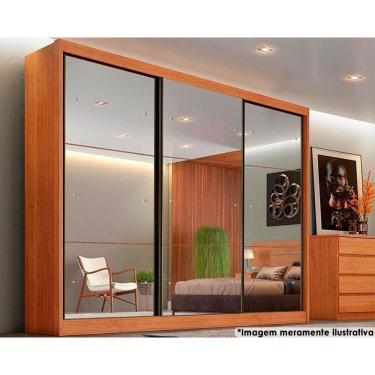 Imagem de Guarda Roupa Casal 3 Portas De Correr E 6 Gavetas C/ Espelho Passion Plus Freijo Cumaru - Novo Horizonte