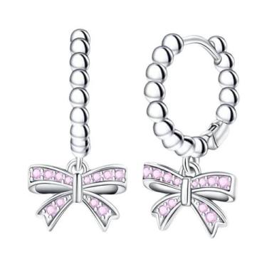 Imagem de Brincos De Argola Em Prata 925 Com Zircônia Em Formato De Coração E La