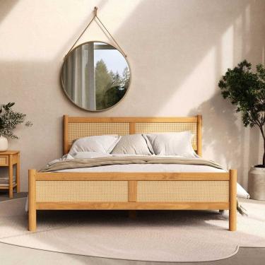 Imagem de Cama Queen Rattan Madeira Maciça 200 x 160 cm Freijó Cefira