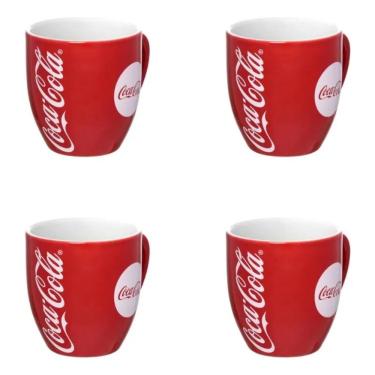 Imagem de Kit Jogo 4 Canecas Coca-Cola Em Cerâmica 300ml - Vermelho