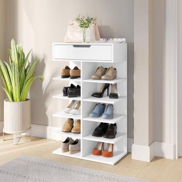 Imagem de Sapateira Hall Entrada Sapatos 1 Gaveta e 8 Prateleiras Ágata Branco