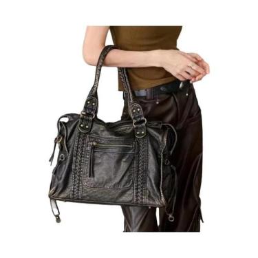 Imagem de Bolsa Transversal Y2K Spicy Girl De Couro Lavado Vintage Com Grande Ca