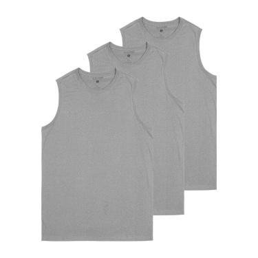 Imagem de Kit com 3 Camisetas Masculina Regata Malwee 1000004421 Azul Marinho-Masculino