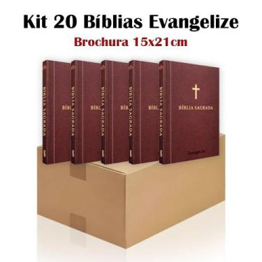 Imagem de Kit 20  Bíblia Sagrada Brochura Marrom - Evangelização - Textos Colori