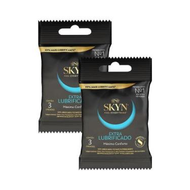 Imagem de Kit c/ 2 Pacotes Preservativo SKYN Extra Lubrificado c/ 3 Unidades