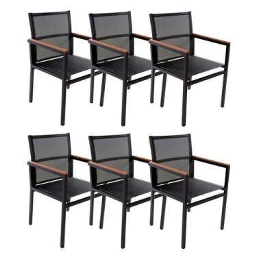 Imagem de Kit 6 Cadeira Diamante Alumínio Sling Hotel Piscina Jardim - Utildecor