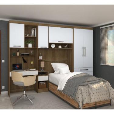 Imagem de Guarda Roupa Solteiro Modulado com Escrivaninha Paris Luciane M01 Cor: