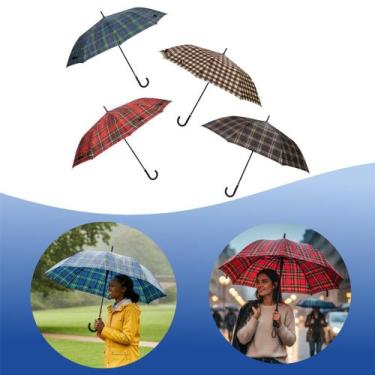 Imagem de Guarda Chuva Nylon 8 Varetas Duplas Cabo Curvo Xadrez Mizpa