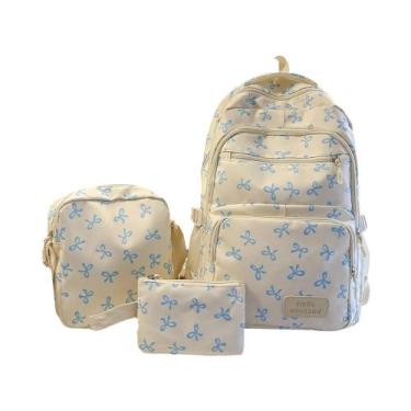 Imagem de Conjunto De Mochila Feminina Com Estampa De Laço, Moda Coreana, Leve, 