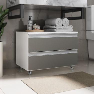 Imagem de Gabinete Banheiro Rodinhas 60cm 02 Gavetas JOIA  - MOVEIS JOIA, Branco
