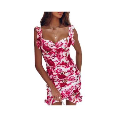 Imagem de Vestido Feminino Sem Mangas Com Decote Em V E Babados, Estampa Floral 