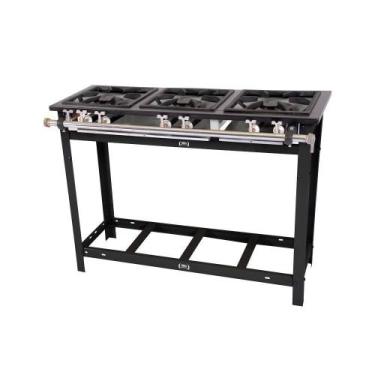 Imagem de Fogão Industrial Extra Gás Baixa Pressão 3 Bocas Duplas Com Pé E Esper