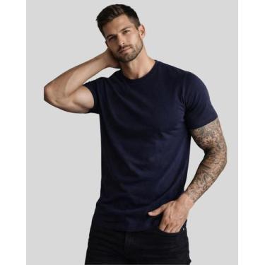 Imagem de Camiseta Masculina Slim 100 Algodão Malha Premium Conforto Dia a Dia L