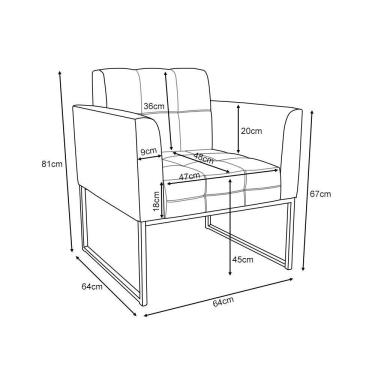 Imagem de Poltrona Industrial Luxo Elisa Couro Ecológico Preto Base Metálica Preto