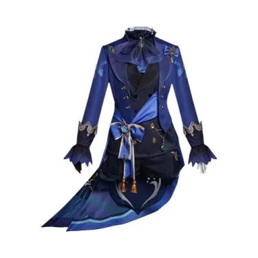 Imagem de Fantasia De Cosplay Feminina Furina Preta Com Peruca, Chapéu E Sapatos