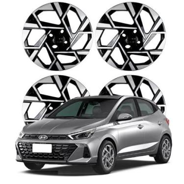 Imagem de Jogo Calota Aro 14 Hyundai HB20/ HB20S 2024 Cubo Baixo Preto/ Prata 20