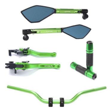 Imagem de Kit Guidão Street Manopla Retrovisor Manete Ybr Factor - NoBrand, Verd
